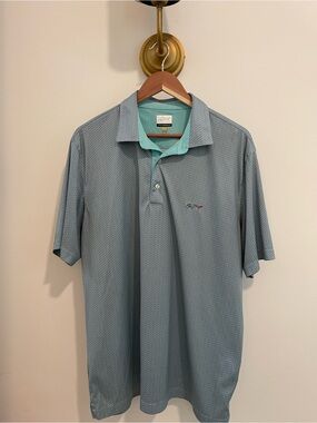 Greg Norman Collection Light Blue Polo with Mint Contrast Collar